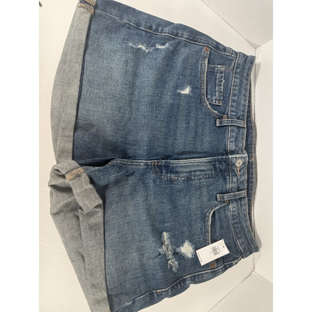 Old Navy O.G. High Rise Denim Shorts Women's Size 12 Distressed Cuff Stretch NWT
